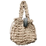 Wholesale - TAUPE QUILTED DRAWSTING HANDBAG C/P 12